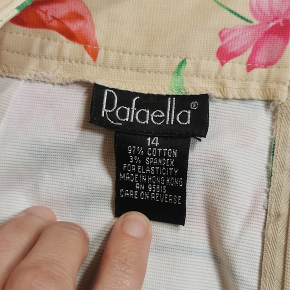 RAFAELLA Skirt Size 14 spring floral buttery cream with red pink yellow zip up - Picture 2 of 8